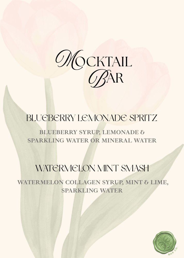 Dedicated mocktail bar menu with creative non-alcoholic drinks.