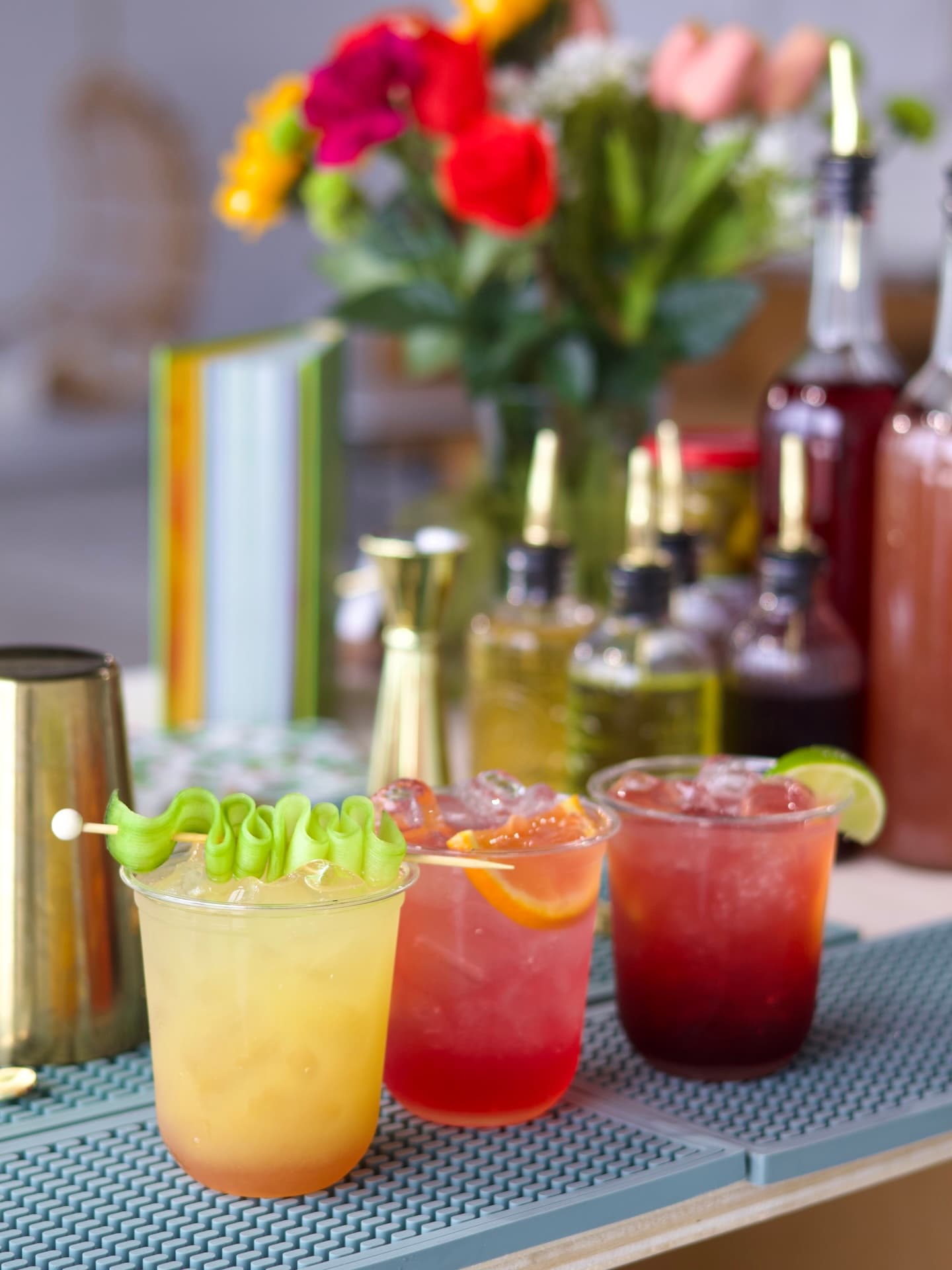 A selection of mocktails and non-alcoholic drinks on the Clover bar.